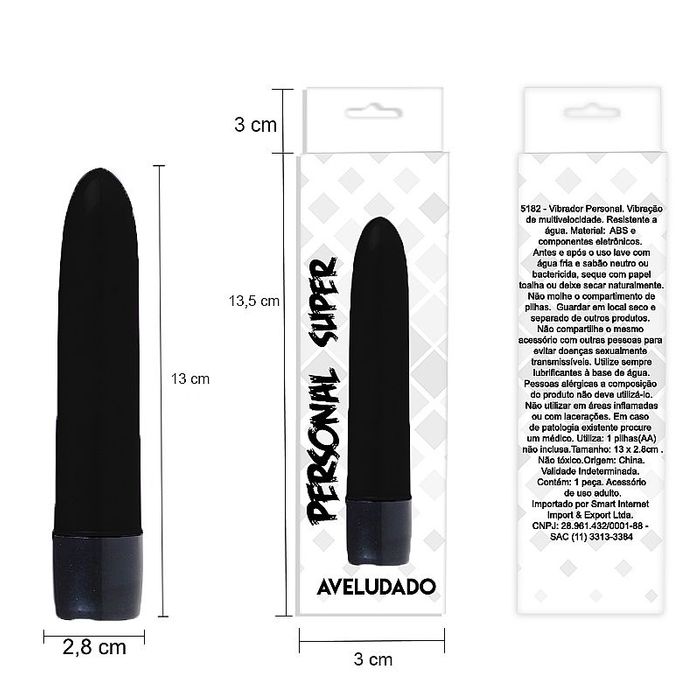 VIBRADOR PERSONAL AVELUDADO 13CM PRETO - IMPORTADO VIBRADOR PERSONAL AVELUDADO 13CM PRETO - IMPORTADO