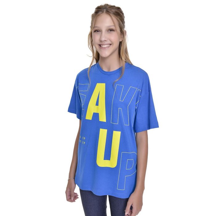 Camiseta Oversized Teen Amofany Wake Up Camiseta Oversized Teen Amofany Wake Up