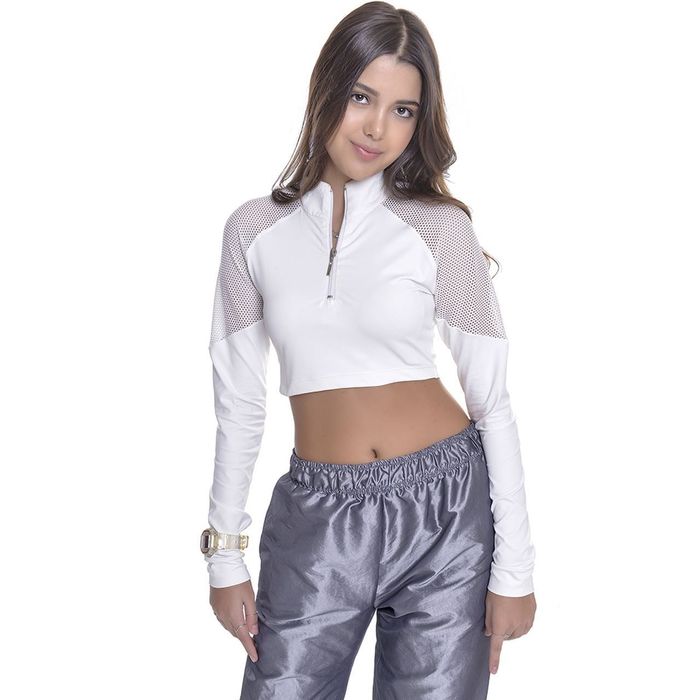 Cropped Teen Amofany Manga Longa Com Tela Cropped Teen Amofany Manga Longa Com Tela