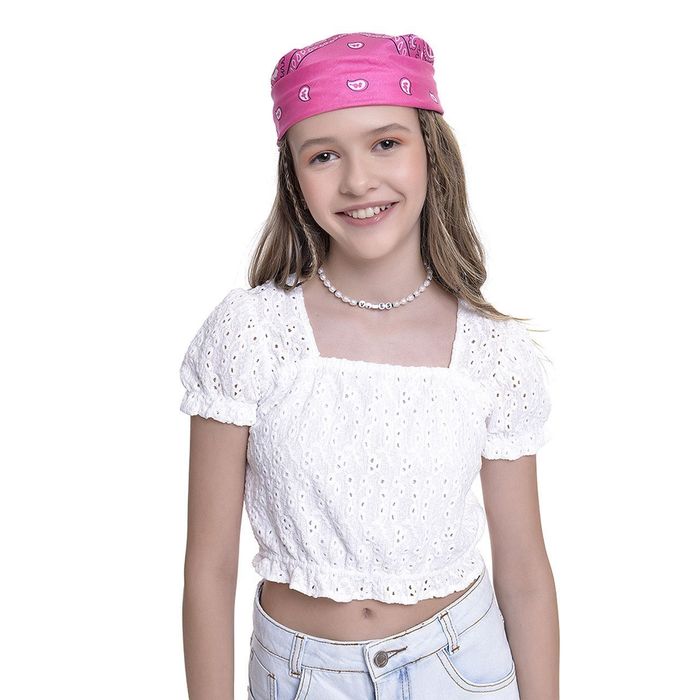 Blusa Infantil Menina Amofany Com Mangas Bufantes Em Malha Laise Blusa Infantil Menina Amofany Com Mangas Bufantes Em Malha Laise
