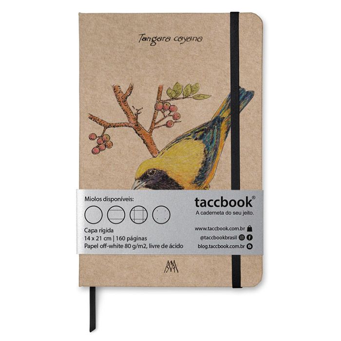Caderno Kraft taccbook® Saíra Amarela (Tangara cayana) 14x21 cm
