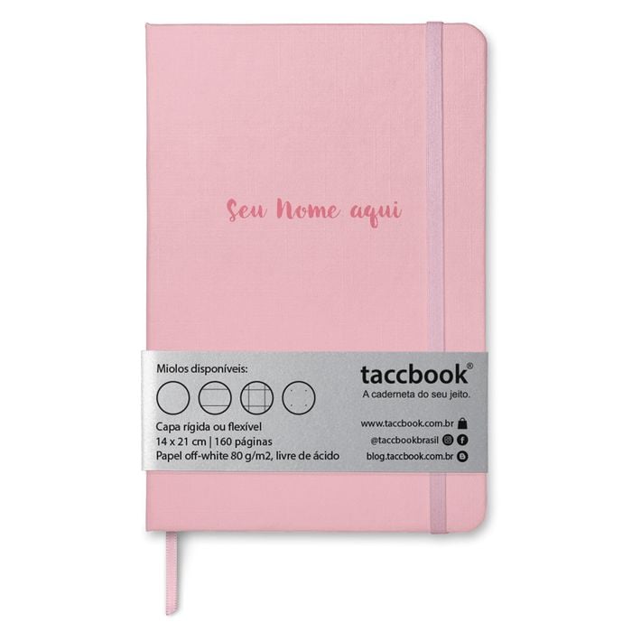 Caderno Com Nome Personalizado taccbook® cor Rosa (Pastel) 14x21