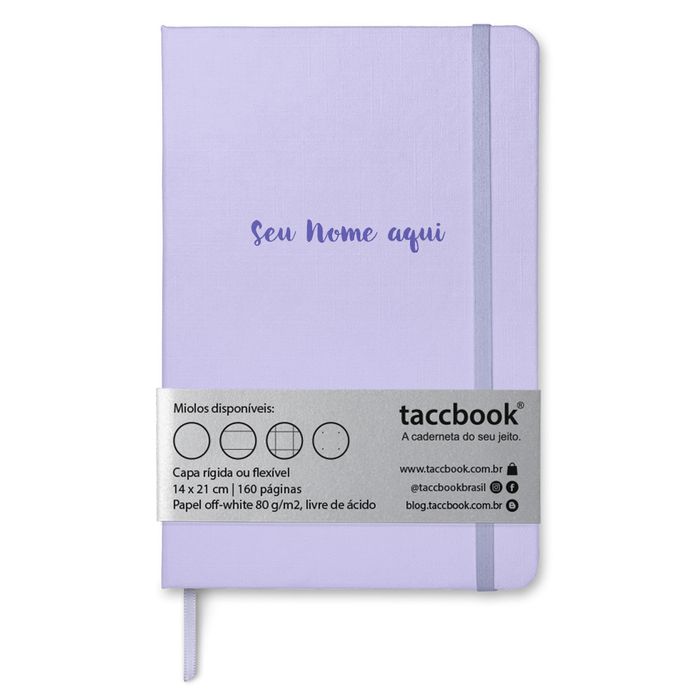 Caderno Com Nome Personalizado taccbook® cor Roxo (Pastel) 14x21