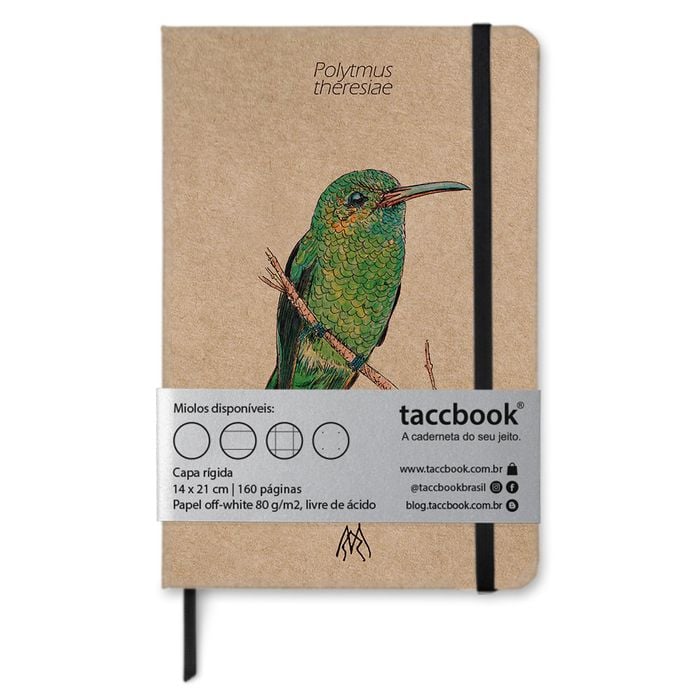 Caderno Kraft taccbook® Beija-flor verde (Polytmus theresiae) 14x21 cm