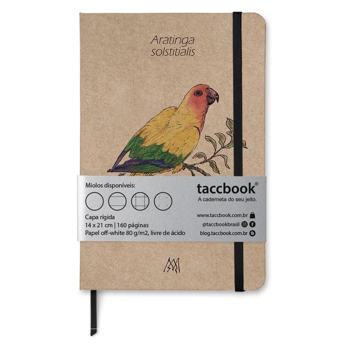 Caderno Kraft taccbook® Jandaia (Aratinga solstitialis) 14x21 Cm