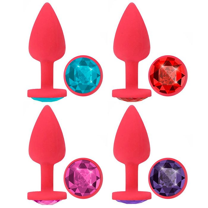 Plug Anal Diamond Colors Aveludado Vermelho Delicious