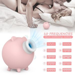 Vibrador Clitóris Com Pulsação Recarregável 10 Modos De Vibração Piggy