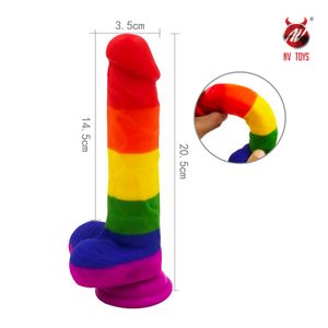 Prótese Rainbow Com Ventosa E Escroto Nv Toys