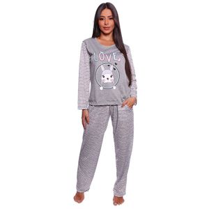 Pijama Feminino Inverno Estampado Calça Com Bolso Mabrumar