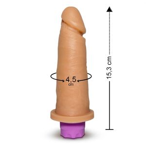 Pênis Realístico Recarregável 15,3 X 4,5cm Com 12 Vibrações Sexy Fantasy