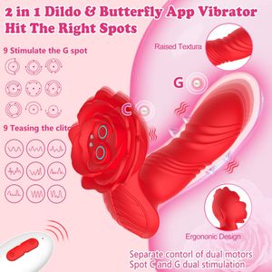 Vibrador Bud Flower 9 Vibrações E 9 Modos Vai E Vem App Control Vibe Toys