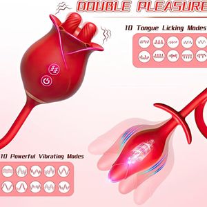 Vibrador Duplo Flexível Rose Com Plug Anal 10 Modos De Estimulação E Vibração Vibe Toys