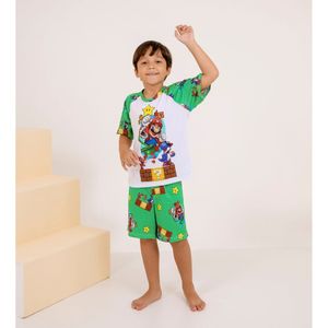 Pijama Masculino Infantil Mario Bros Amável Moda Intima