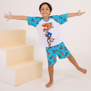 Pijama Masculino Infantil Sonic E Tails Amável Moda Intima