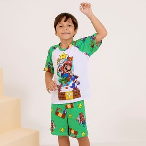 Pijama Masculino Infantil Mario Bros Amável Moda Intima