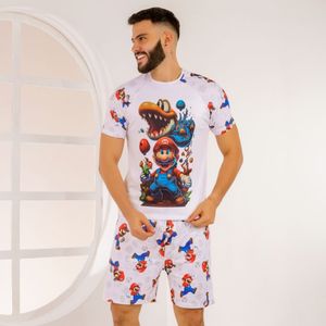 Pijama Masculino Estampado Mario Yoshi Amável Moda Intima