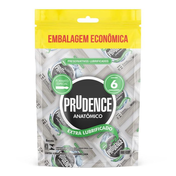 Preservativo Anatômico Extra Lubrificado Embalagem Econômica 6 Packs Prudence