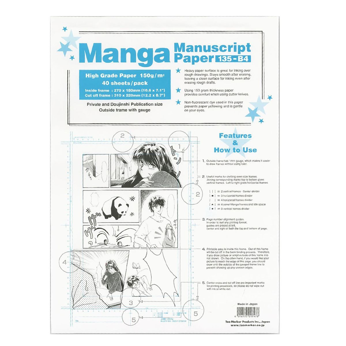 Papel Copic Mangá Manuscript B4 150g/m² 40 Folhas