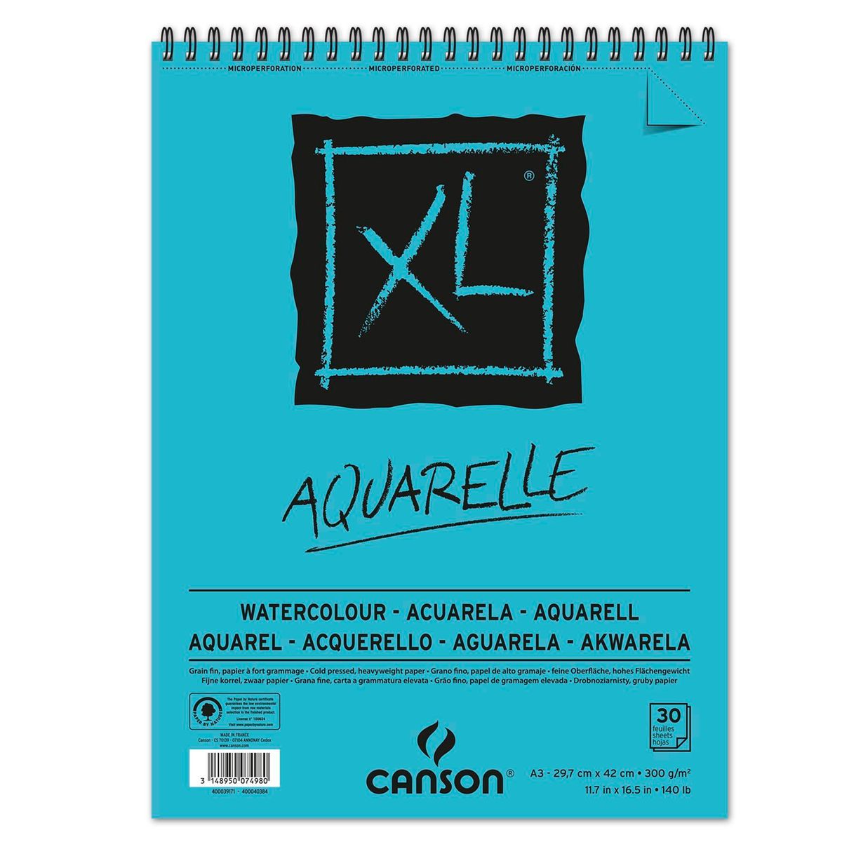 Sketchbook Canson Xl Aquarelle A3 300g/m² 30 Folhas 
