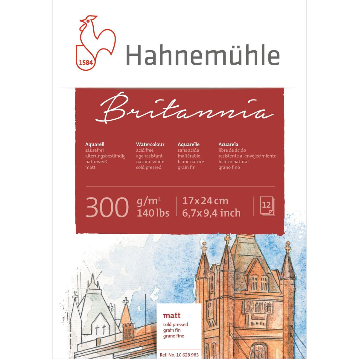 Papel Hahnemühle Britannia (17x24cm) 300g/m² 12 Folhas (várias Texturas)