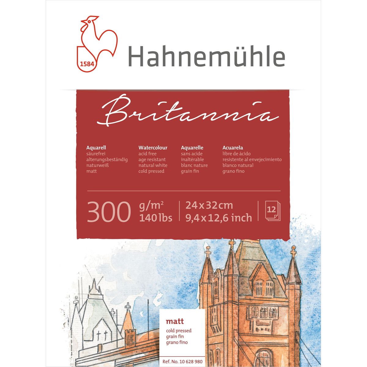 Papel Hahnemühle Britannia (24x32cm) 300g/m² 12 Folhas (várias Texturas)