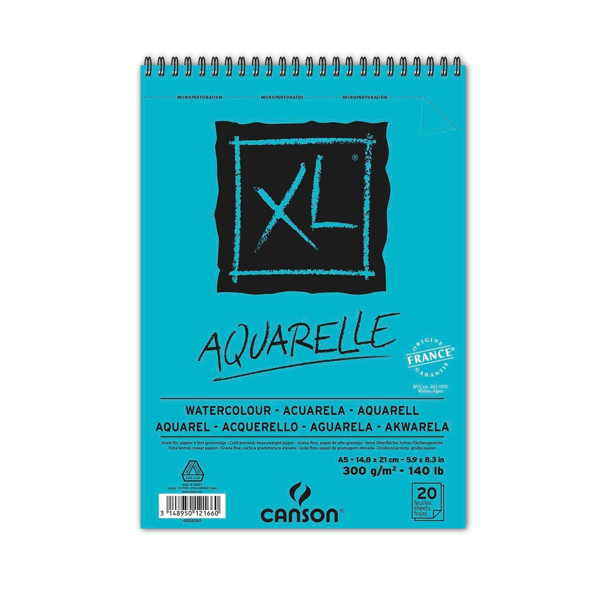 Sketchbook Canson Xl Aquarelle A5 300g/m² 20 Folhas 