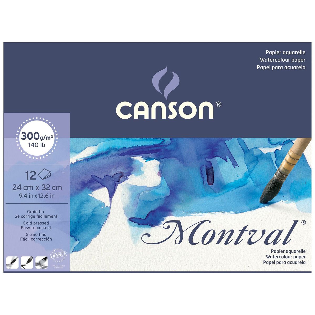 Papel Canson Montval (32x25cm) 300g/m² 12 Folhas