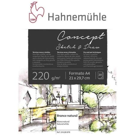 Papel Hahnemühle Concept Sketch & Draw A4 220g/m² 20 Folhas