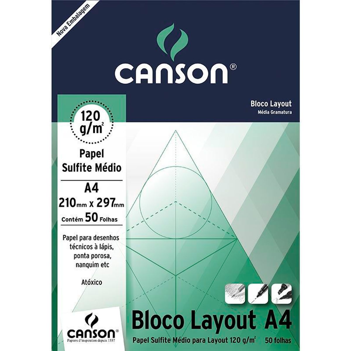 Papel Canson Layout A4 120g/m² 50 Folhas