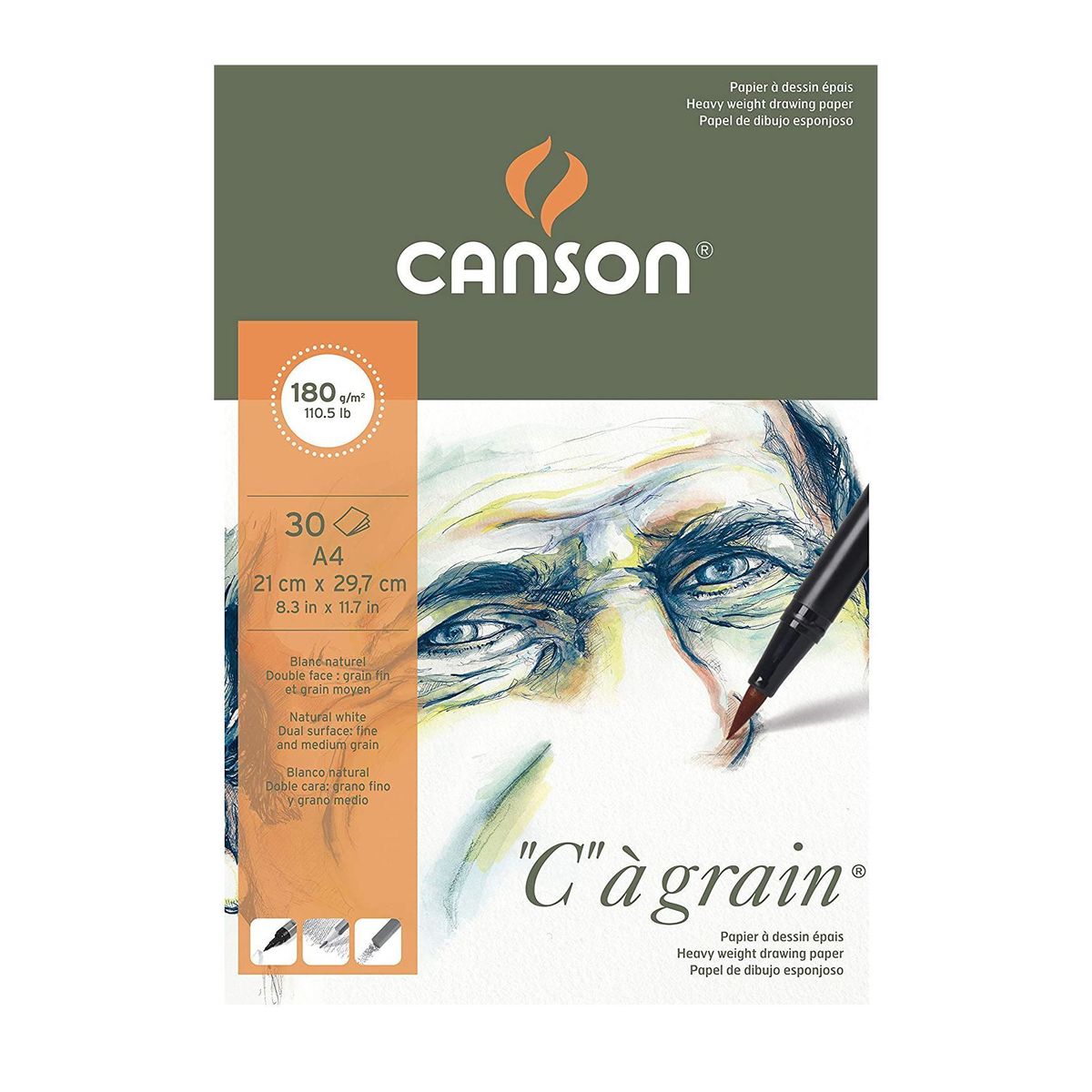 Bloco Canson “c” à Grain A4 180g/m² 30 Folhas 