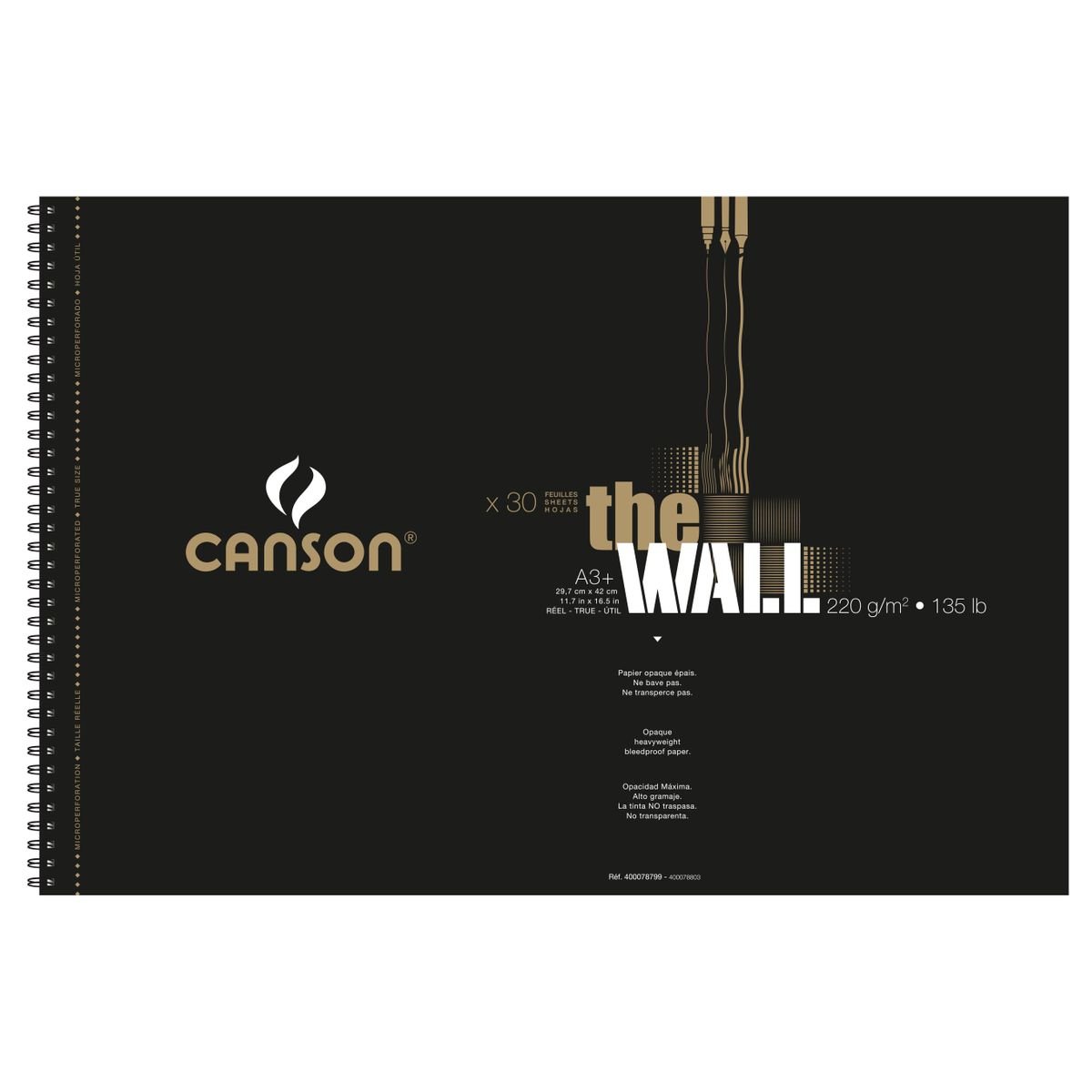 Sketchbook Canson The Wall A3+ 220g/m² 60 Páginas