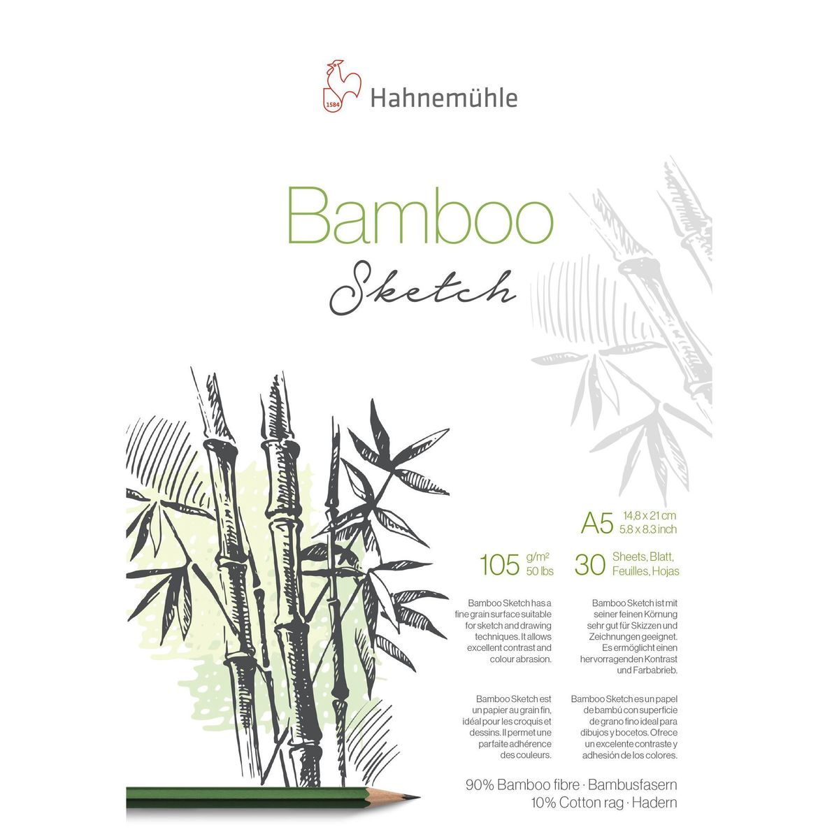 Bloco De Papel Hahnemühle Bamboo Sketch A5 105g/m² 30 Folhas