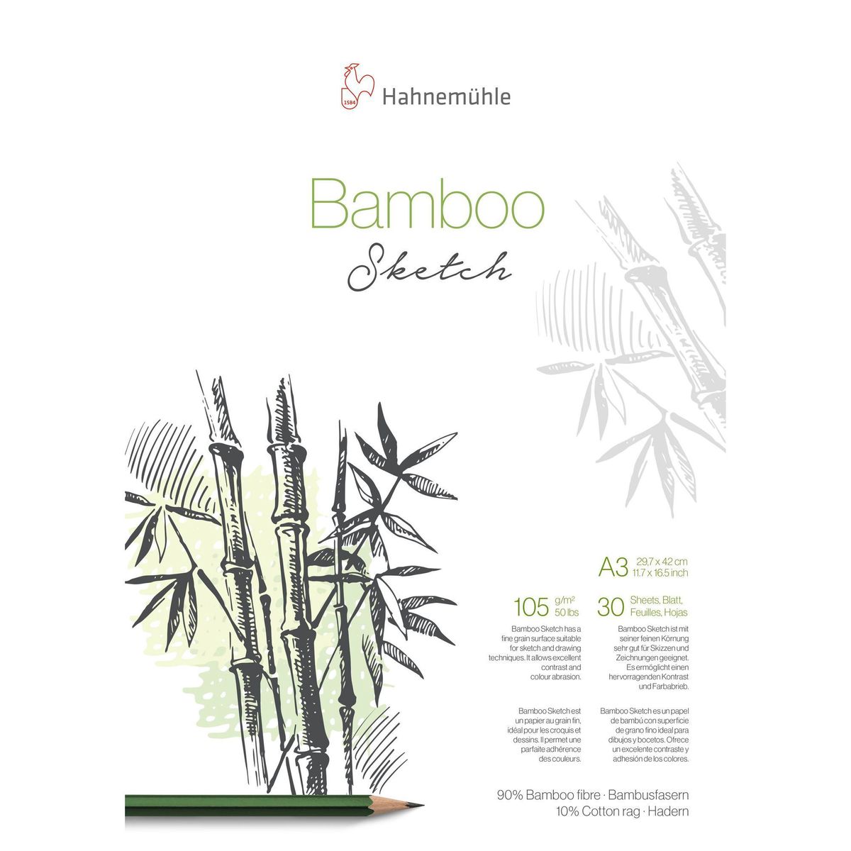 Bloco De Papel Hahnemühle Bamboo Sketch A3 105g/m² 30 Folhas