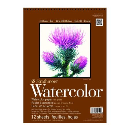 Sketchbook P/ Aquarela Strathmore® Watercolor (23x31cm) 300g/m² 12 Folhas 