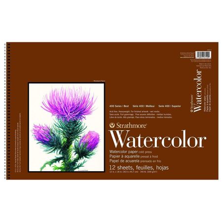 Sketchbook P/ Aquarela Strathmore® Watercolor (30x46cm) 300g/m² 12 Folhas 