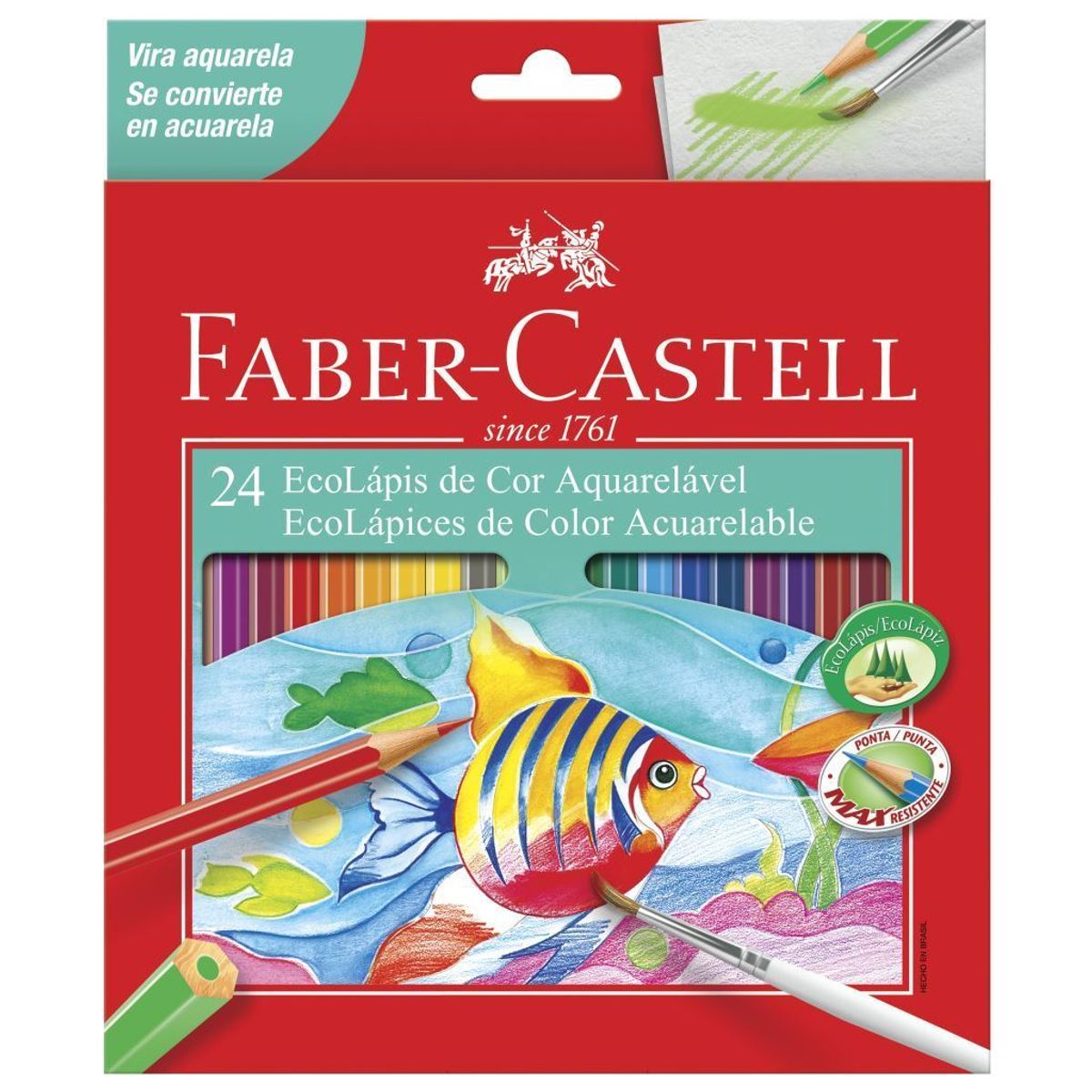 Kit Ecolápis De Cor Faber-castell Aquarelável C/ 24 Cores
