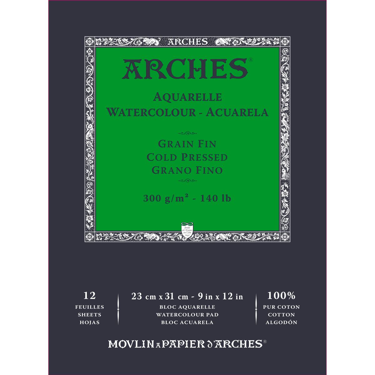 Papel Arches® Aquarelle (23x31cm) 300g/m² 12 Folhas (várias Texturas)