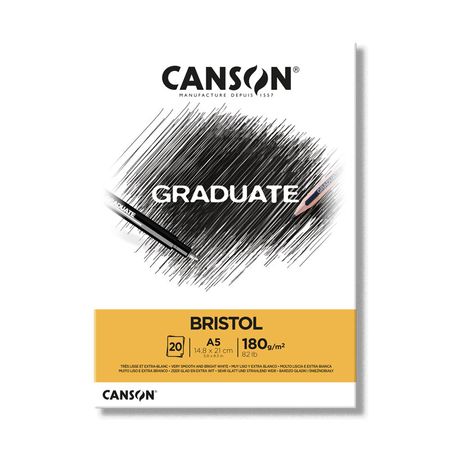 Bloco Papel Canson Graduate Bristol A5 180g/m² 20 Folhas