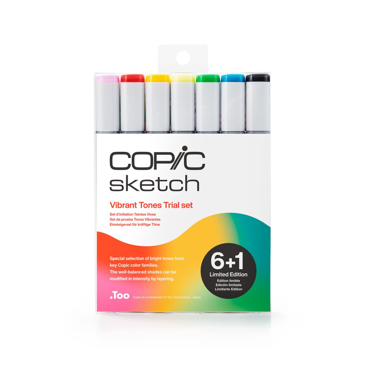 Kit Copic Sketch Vibrant Tones Trial C/ 7 Cores (6+1) – Edição Limitada