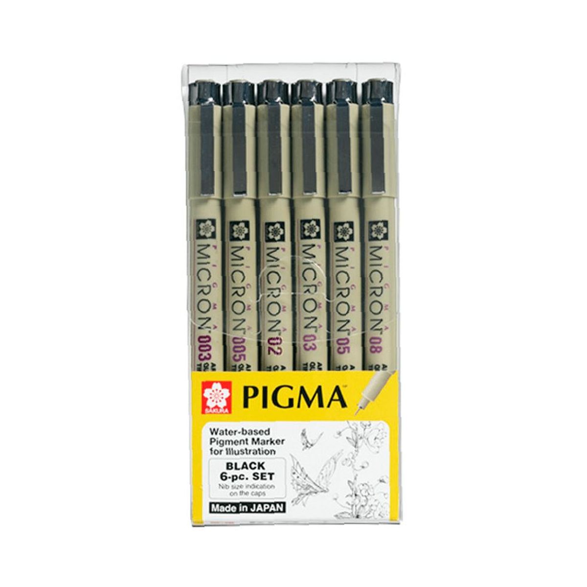 Kit Caneta Sakura Pigma® Micron Preta C/ 6 Unidades

