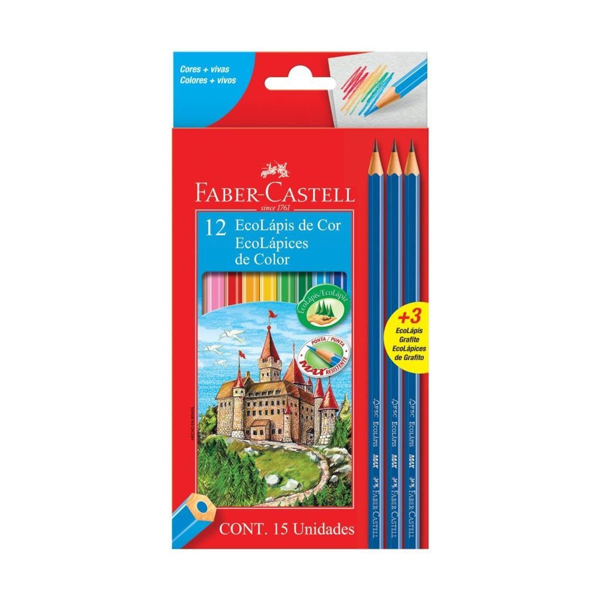 Lápis de Cor Ecolápis Faber-Castell Cor Pastel 10 Unidades