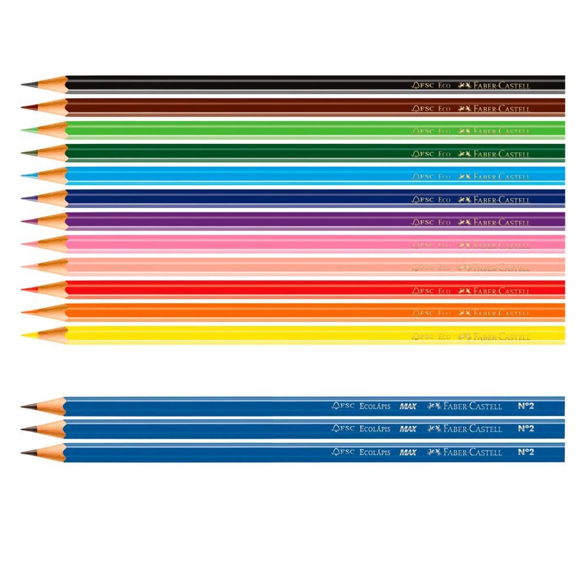 Lápis de Cor Multicolor com 12 Cores e 2 Lápis Grafite Faber
