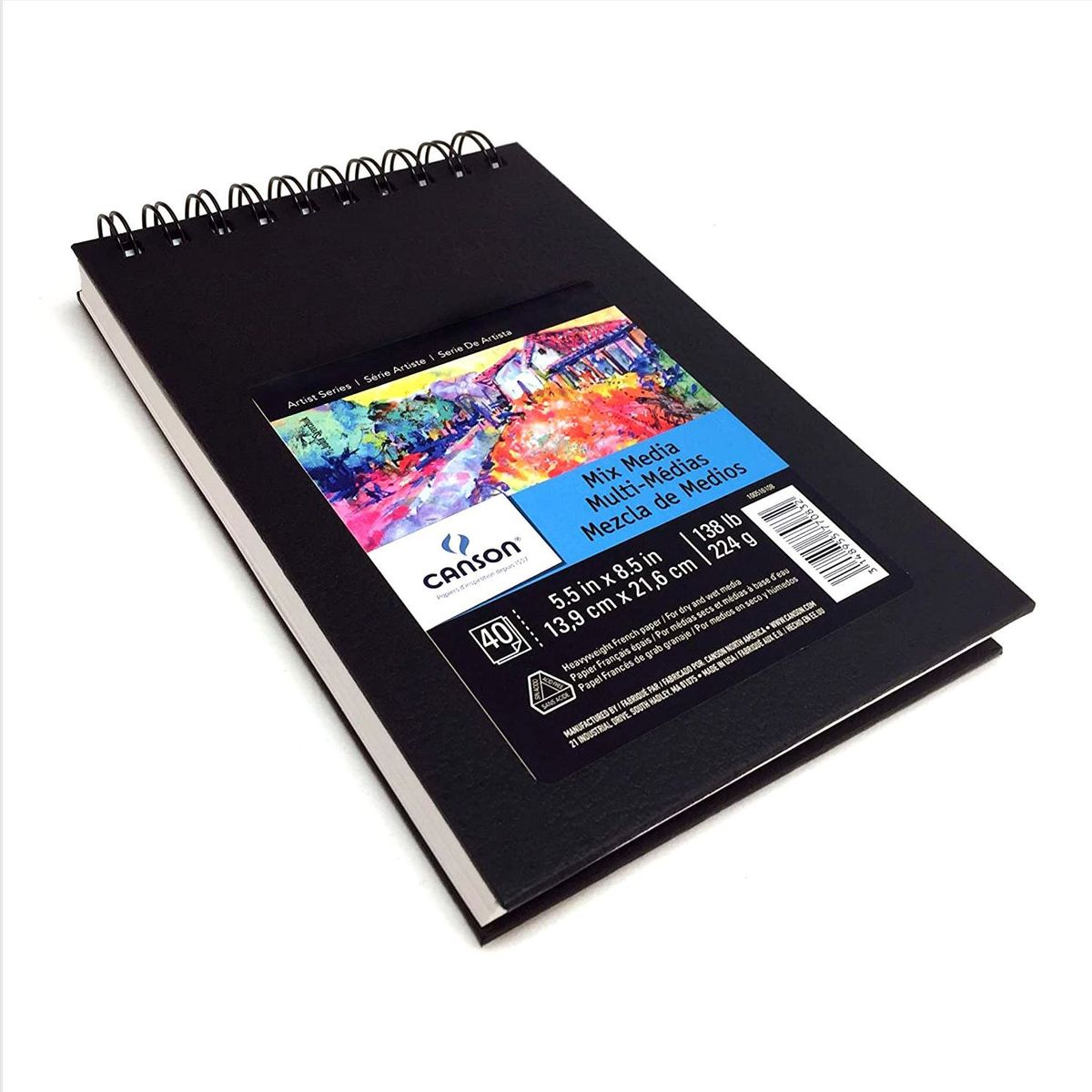 Caderno Sketchbook Canson Mix Media 224g/m² 40 folhas Espiral (vários