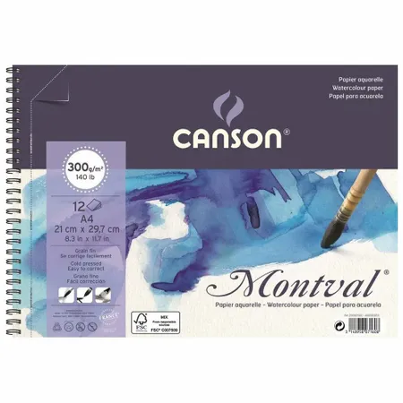 Sketchbook Canson Montval A4 (21x30cm) 300g/m² 12 Folhas