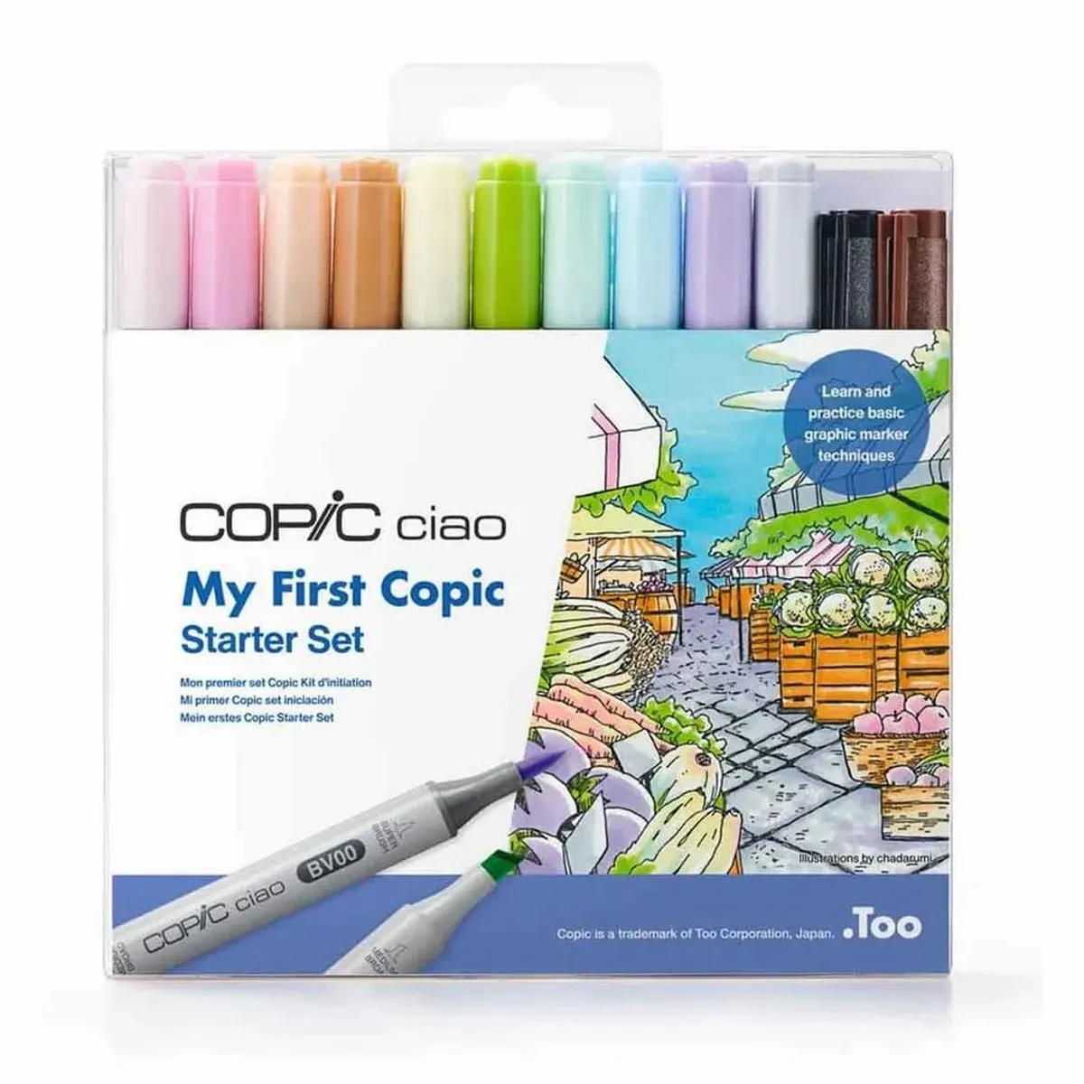 Kit Copic Ciao 10 Cores + 2 Multiliner My First Copic