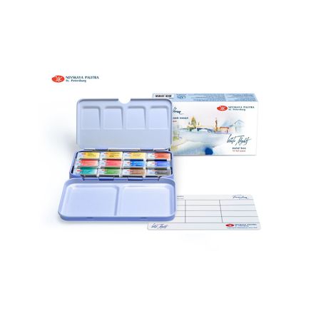 Kit 12 Tintas Aquarela White Nights em Pastilha Estojo Metal - 1561