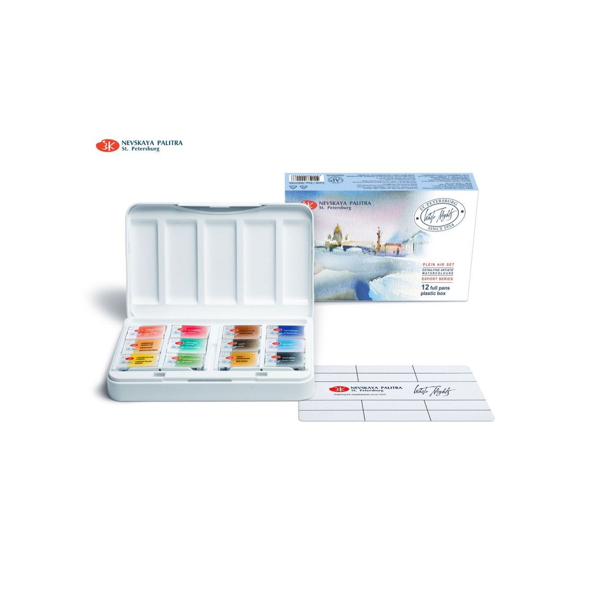 Kit 12 Tintas Aquarela White Nights em Pastilha Plein Air - 1193