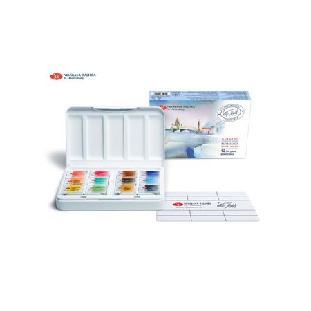 Kit 12 Tintas Aquarela White Nights em Pastilha Plein Air - 1193