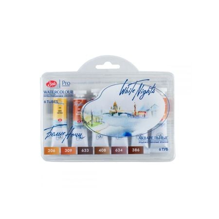 Kit 6 Tintas Aquarela White Nights em Tubo Natural Earths - 2110