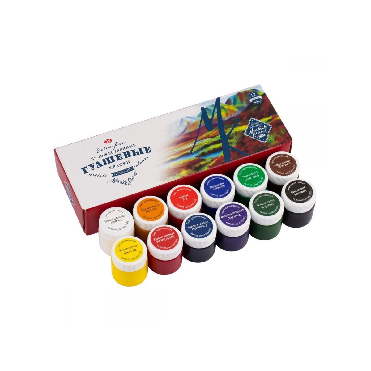 Kit Guache Profissional Nevskaya Palitra Master Class - 12 cores de 40 ml 1010